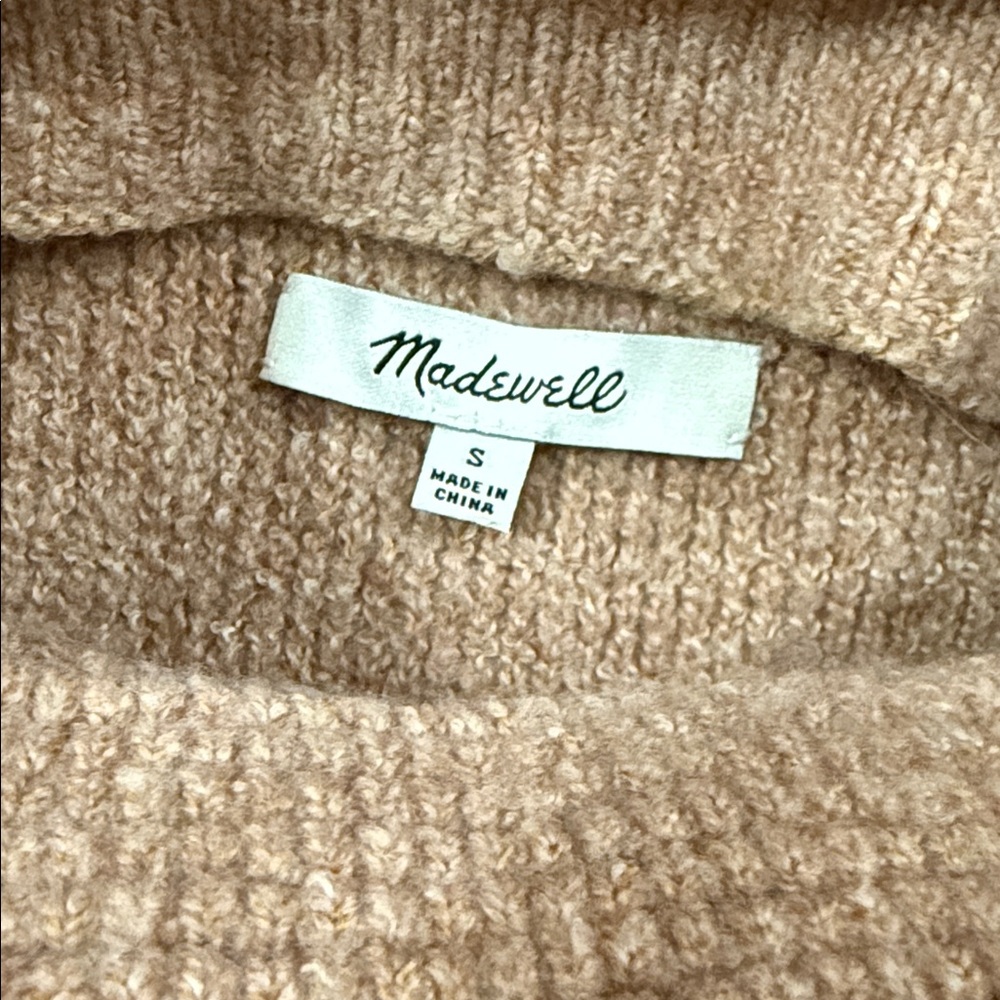 Madewell Southfield mock neck wool blend sweater fawn brown womens S - Picture 3 of 3